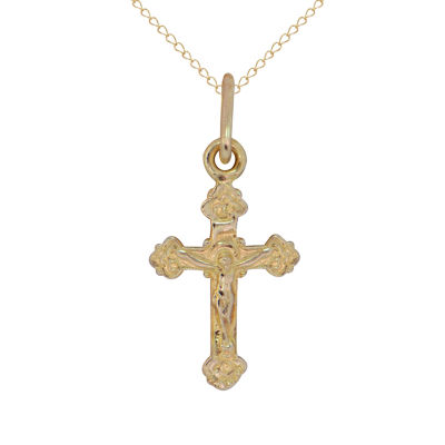 Unisex Adult 14K Gold Cross Pendant Necklace