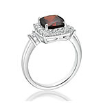 Genuine Garnet & Lab-Created White Sapphire Sterling Silver Cocktail Ring
