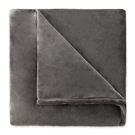 Home Expressions Velvet Plush Blanket, One Size , Gray