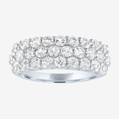 Yes, Please! Womens Lab Created White Sapphire Sterling Silver Band