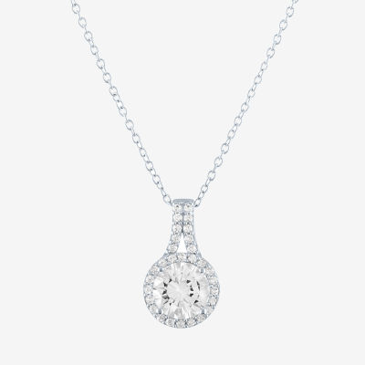 Limited Time Special!! Womens Lab Created White Sapphire Sterling Silver Pendant Necklace