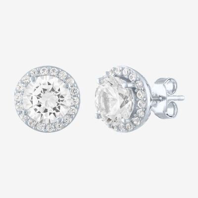 Yes, Please! Lab Created White Sapphire Sterling Silver 9.7mm Stud Earrings
