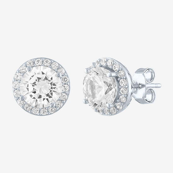 Yes, Please! Lab Created White Sapphire Sterling Silver 9.7mm Stud Earrings