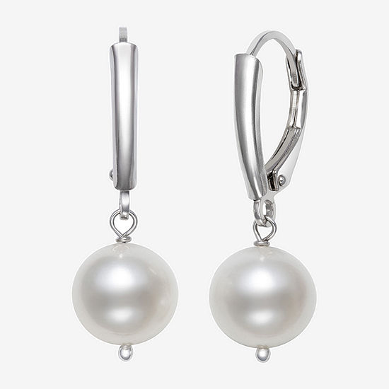 Yes, Please! White Cultured Freshwater Pearl Sterling Silver Ball Drop Earrings