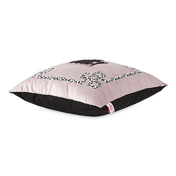 Juicy by Juicy Couture Clara Square Throw Pillow | Pink | One Size | Decorative Pillows Throw Pillows | Knife-edge|Bordered
