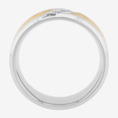 Mens 1/10 CT.T.W. Natural Diamond Tribal Inlay Wedding Band