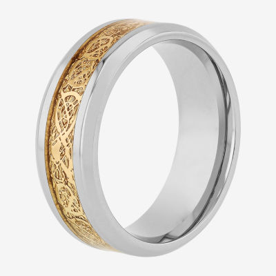  Mens Two-Tone Celtic Dragon Wedding Band