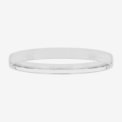  Womens 2mm Silver Domed Wedding Band Ring
