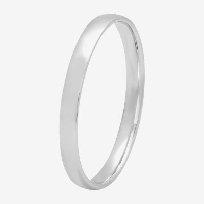  Womens 2mm Silver Domed Wedding Band Ring