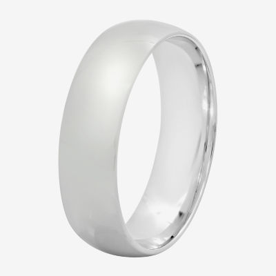  6mm Silver Domed Mens Wedding Ring
