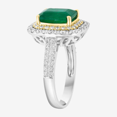 Effy Final Call  Womens 1/5 CT. T.W. Diamond & Genuine Green Emerald 14K Gold Cocktail Ring