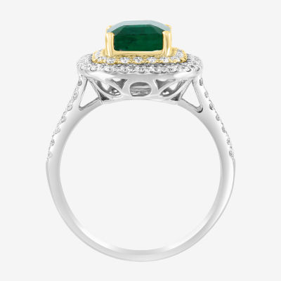 Effy Final Call  Womens 1/5 CT. T.W. Diamond & Genuine Green Emerald 14K Gold Cocktail Ring