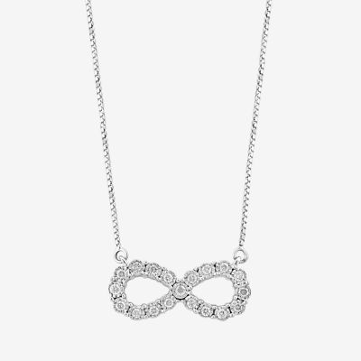Effy Final Call Womens 1/4 CT. T.W. Natural White Diamond Sterling Silver Infinity 16 Inch Pendant Necklace