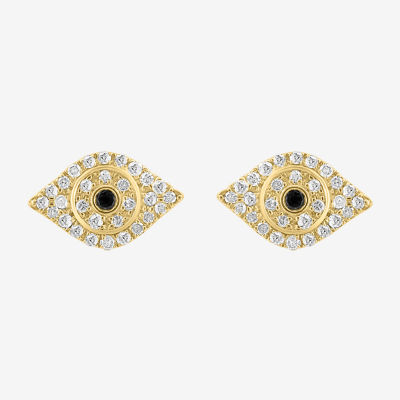 Effy Final Call 1/5 CT.T.W. Natural Black & White Diamond 14K Gold Over SIlver 6.1mm Evil Eye Stud Earrings