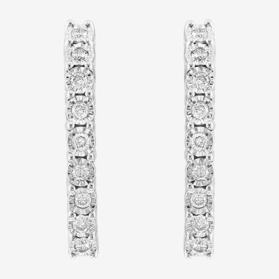 Effy  1/5 CT. T.W. Natural White Diamond Sterling Silver 18.5mm Hoop Earrings