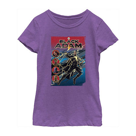 Little & Big Girls Black Adam Crew Neck Short Sleeve DC Comics Graphic T-Shirt, X-large, Purple