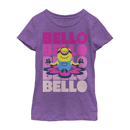 Little & Big Girls Crew Neck Short Sleeve Minions Graphic T-Shirt, X-small, Purple