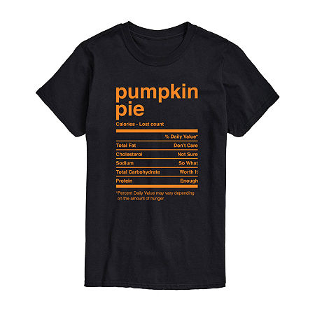 Novelty T-shirts Pumpkin Pie Mens Crew Neck Short Sleeve Regular Fit Graphic T-shirt In Black