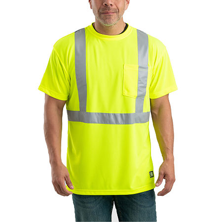 Berne Hi Vis Class 2 Performance Big Mens High Visibility Short Sleeve Safety Shirt, 4x-large, Yellow