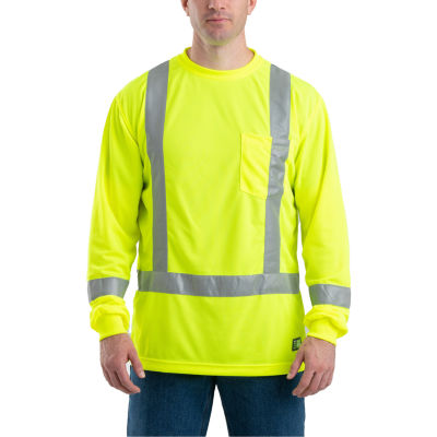 Berne Hi Vis Class 3 Performance Big and Tall Mens High Visibility Long Sleeve Safety Shirt