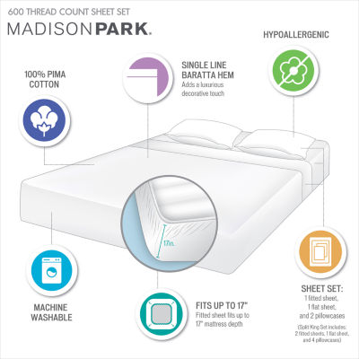 Madison Park 600tc Pima Cotton Sheet Set