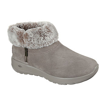 Skechers Womens The Go Joy Savvy Wedge Heel Booties, Color: Taupe - JCPenney