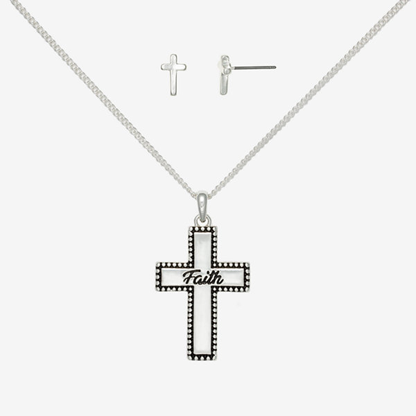 Mixit Pendant Necklace & Stud Earring 2-pc. Cross Jewelry Set