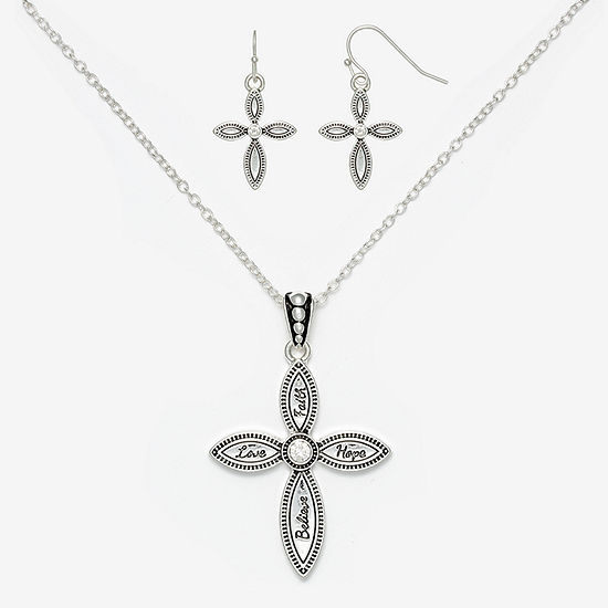 Mixit Pendant Necklace & Drop Earring 2-pc. Cross Jewelry Set
