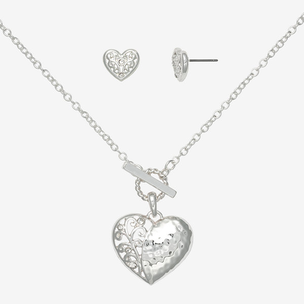 Mixit Toggle Necklace & Stud Earring 2-pc. Heart Jewelry Set