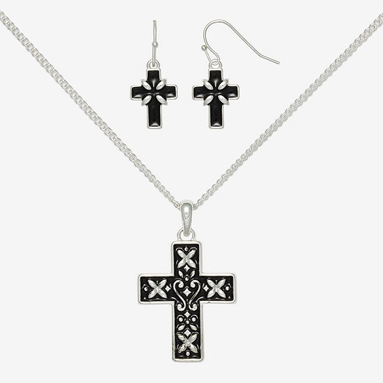 Mixit Pendant Necklace & Drop Earring 2-pc. Cross Jewelry Set
