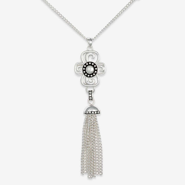 Mixit Tassel 30 Inch Curb Cross Pendant Necklace