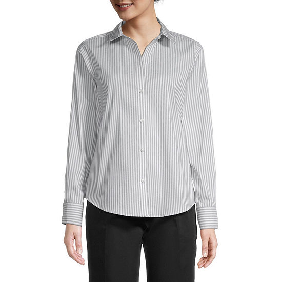 Liz Claiborne Tall Wrinkle Free Womens Long Sleeve Regular Fit Button ...
