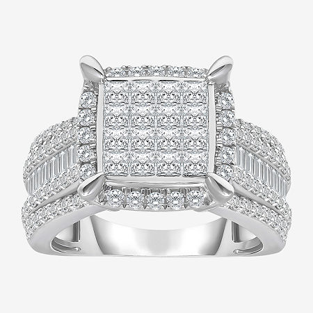 Modern Bride Womens 2 Ct. T.w. Natural White Diamond 10k White Gold Engagement Ring In White