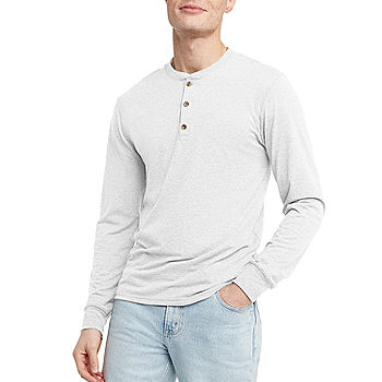 Hanes Originals Men's Long Sleeve Henley T-Shirt Eco White M