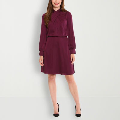 Clover And Sloane Long Sleeve Fit + Flare Dress