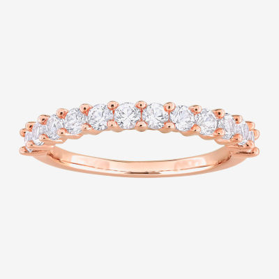 Womens Lab Created White Sapphire 18K Gold Over Silver Eternity Stackable Ring