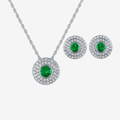 Lab Created Green Emerald Sterling Silver 2-pc. Jewelry Set