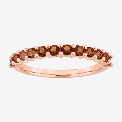 Womens Genuine Brown Quartz 18K Rose Gold Over Silver Eternity Stackable Ring