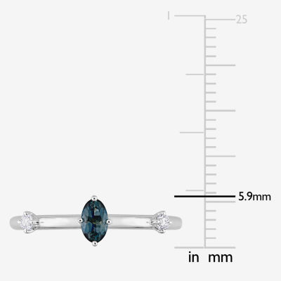 Womens Genuine Blue Topaz 10K White Gold Oval Stackable Ring
