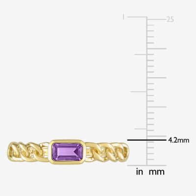 Womens Genuine Purple Amethyst 10K Gold Stackable Ring