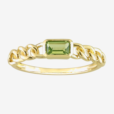 Womens Genuine Green Peridot 10K Gold Stackable Ring