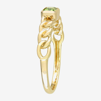 Womens Genuine Green Peridot 10K Gold Stackable Ring