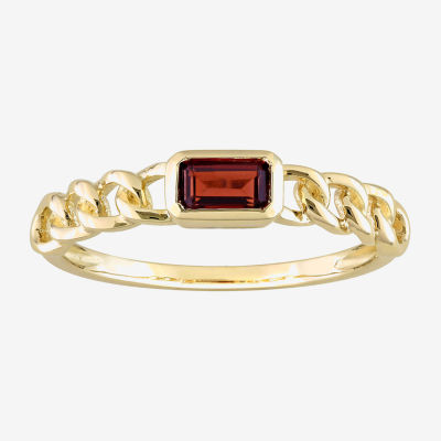 Womens Genuine Red Garnet 10K Gold Stackable Ring