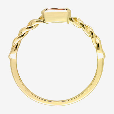 Womens Genuine Red Garnet 10K Gold Stackable Ring