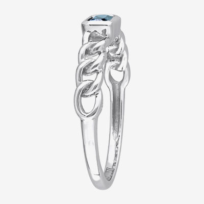 Womens Genuine Blue Topaz 10K White Gold Stackable Ring