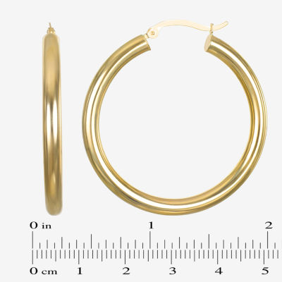 14K Gold 4mm x 20mm Hoop Earrings
