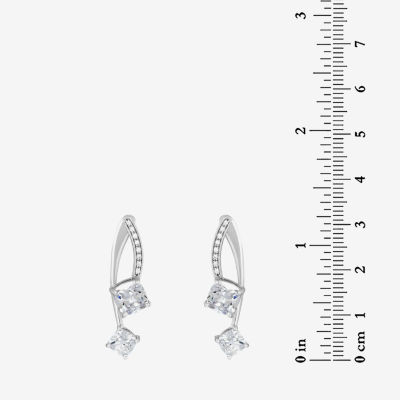 White Cubic Zirconia Sterling Silver Drop Earrings