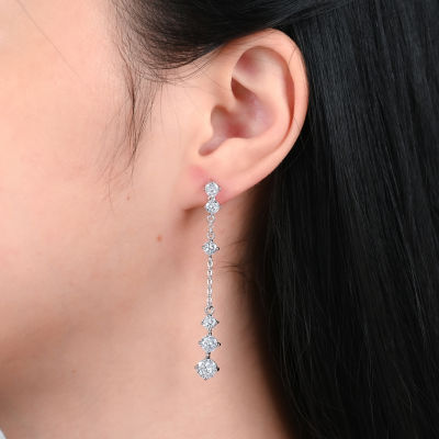 Womens Cubic Zirconia Sterling Silver Drop Earrings