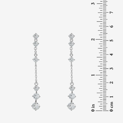 Womens Cubic Zirconia Sterling Silver Drop Earrings
