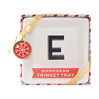 Pink Sky Monogrammed Trinket Tray, One Size, Beige